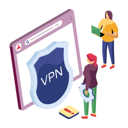 People using VPN for network security  Illustration