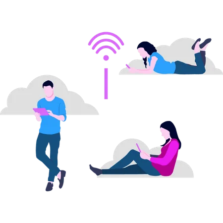 People Are Using Wi Fi Illustration