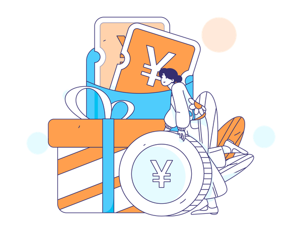 People using Yen gift wallet  Illustration