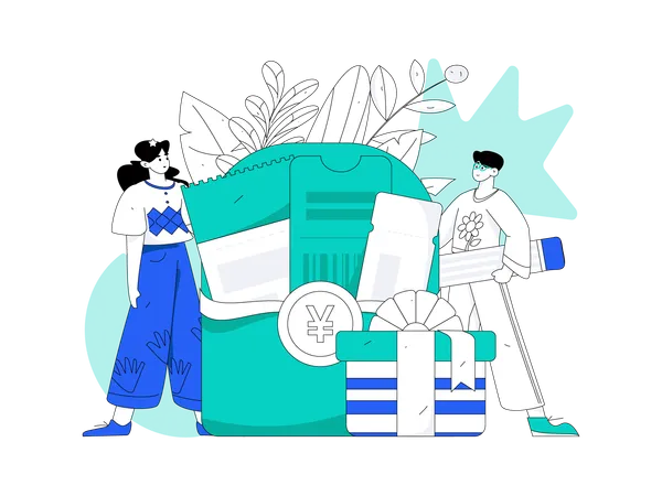 People using Yen wallet  Illustration