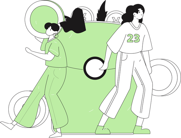 People using Yen wallet  Illustration
