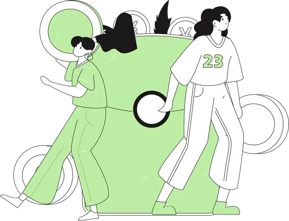 People using Yen wallet  Illustration