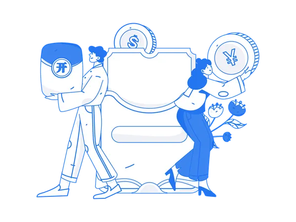 People using Yen wallet  Illustration