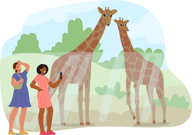 People visiting zoo  Illustration