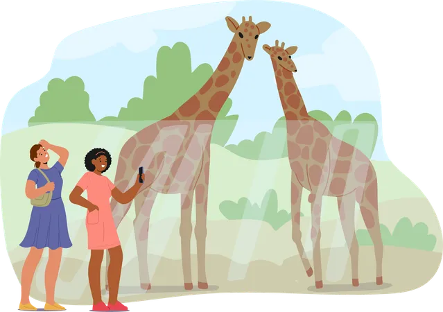 People visiting zoo  Illustration