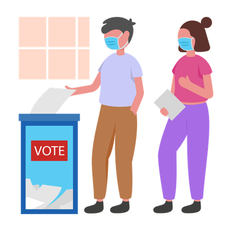People Voting During Pandemic  Illustration