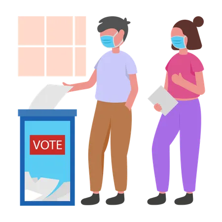 People Voting During Pandemic  Illustration