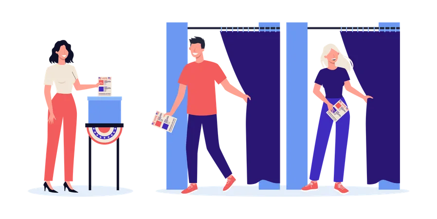 Election Campaign Concept People Vote For The Candidate Making Decision And Put Ballot In The Box Idea Of Democracy And Government Vector Illustration In Cartoon Style Illustration