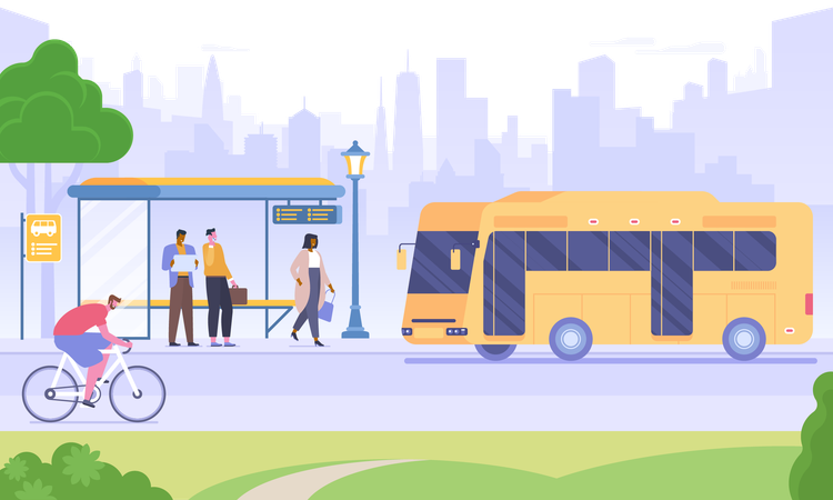 People waiting for bus  Illustration