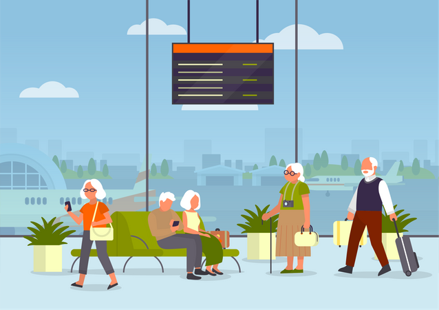 People waiting for flight  Illustration