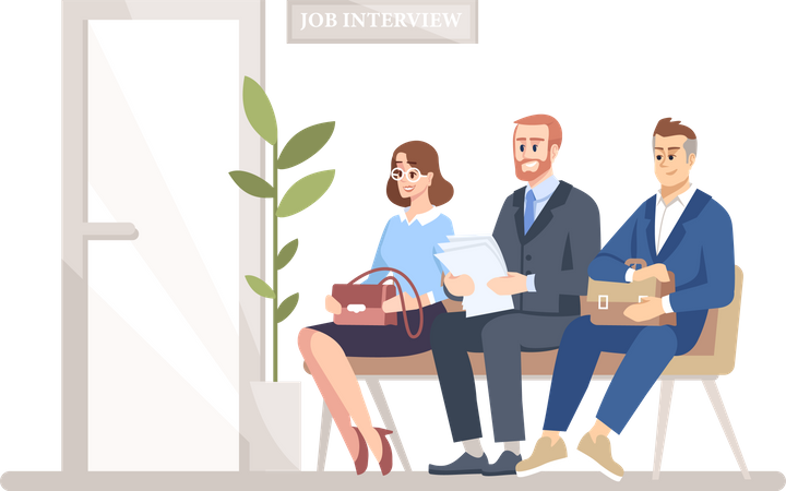 People waiting for job interview Illustration