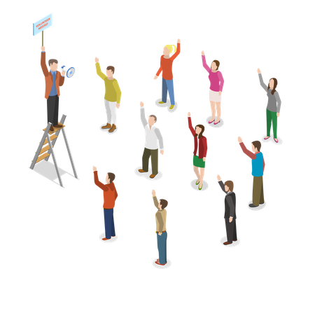 People waiting for volunteering work  Illustration