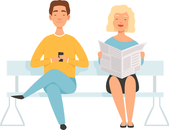 People waiting in Laundry house  Illustration