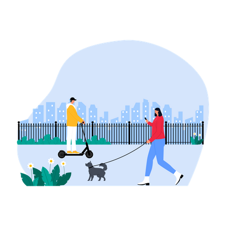 People walking in city  Illustration