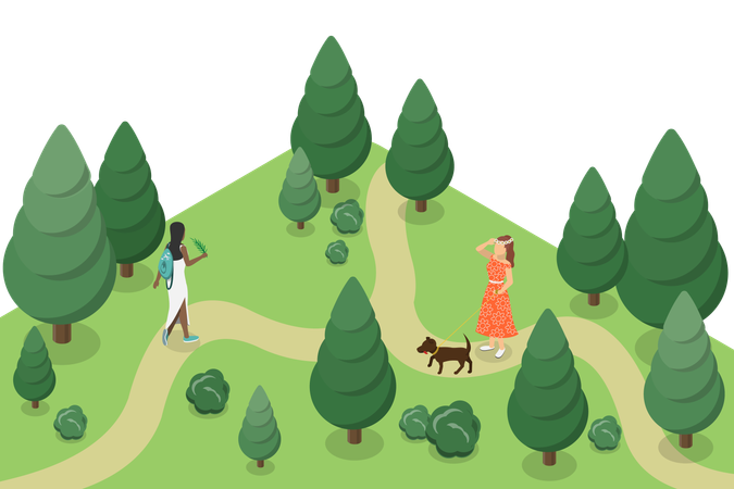 People walking in park  Illustration