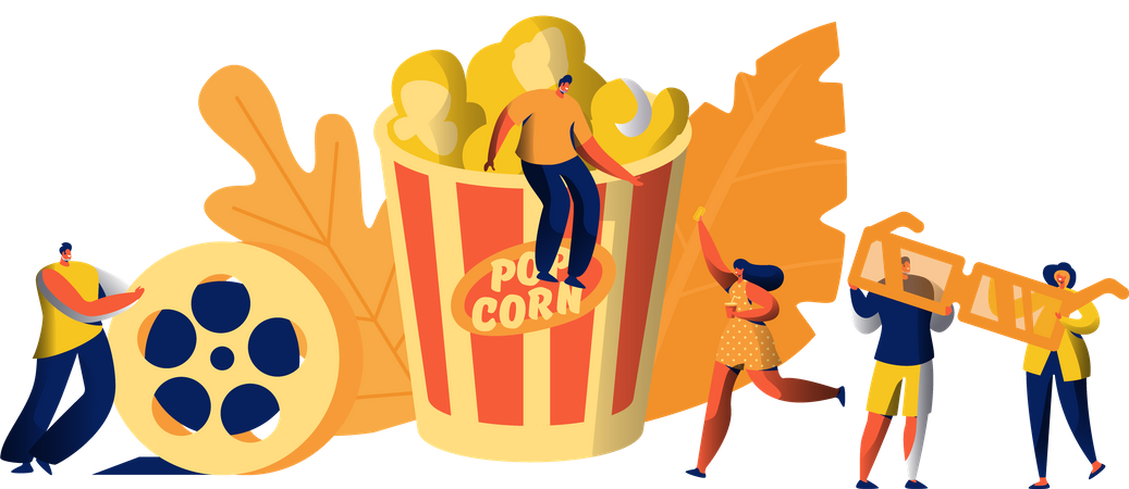 People watching 3d movie Illustration