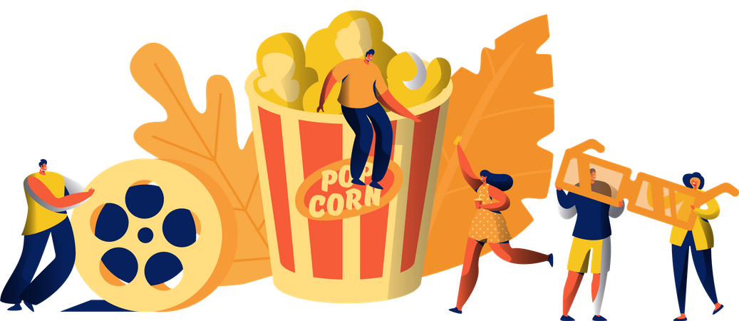 People watching 3d movie  Illustration