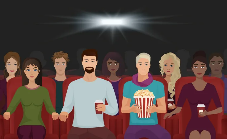 People watching movie  Illustration