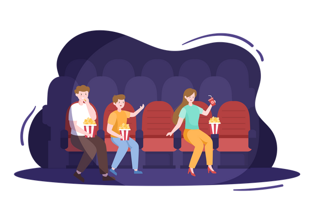 People watching movie in theater  Illustration