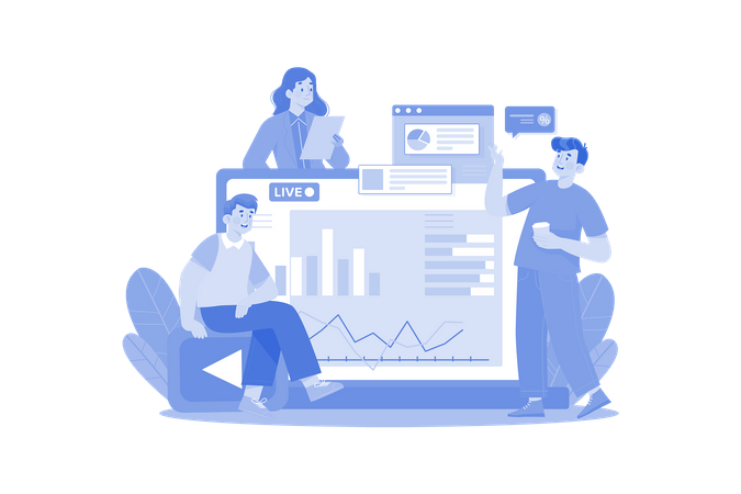 People watching online analytics  Illustration