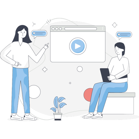 People watching online video  Illustration