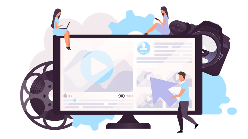 People watching video on online platform  Illustration