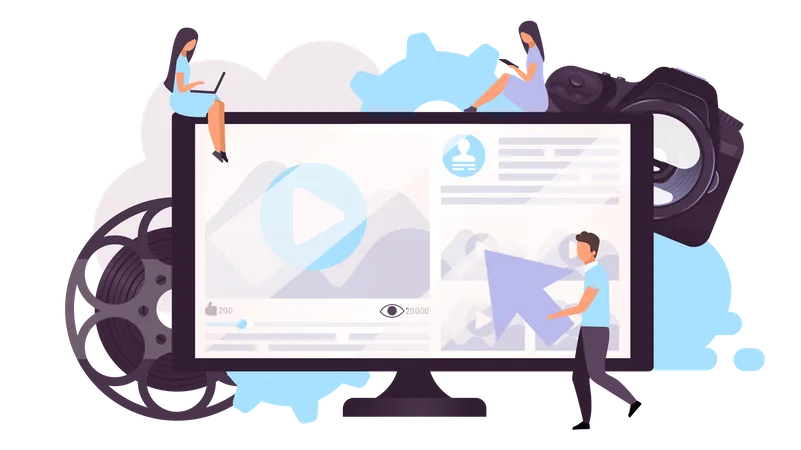 People watching video on online platform  Illustration