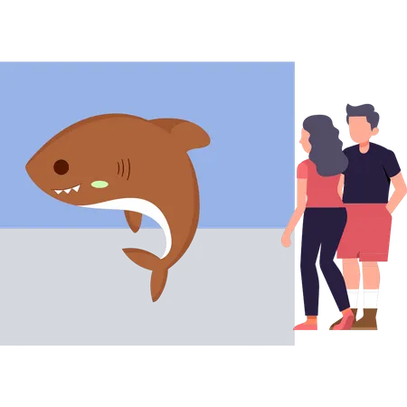 People watching whales Illustration