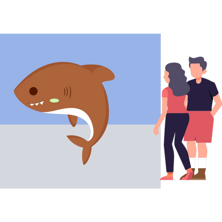 People watching whales  Illustration