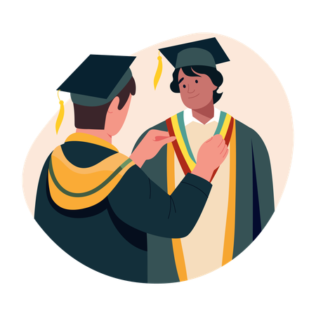 People wearing convocation sash  Illustration