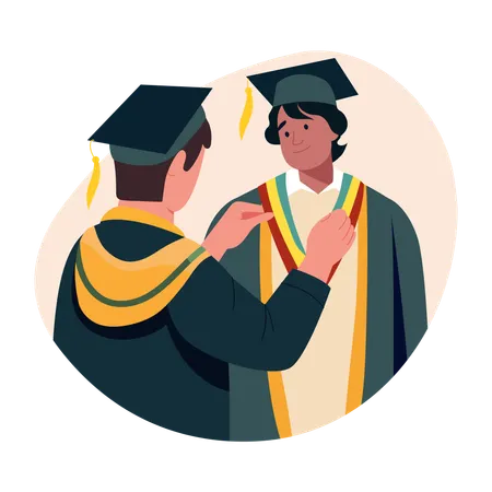 People wearing convocation sash  Illustration