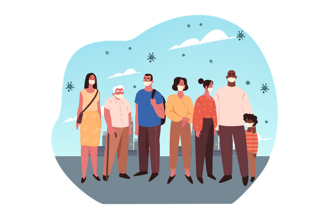 People wearing face mask  Illustration