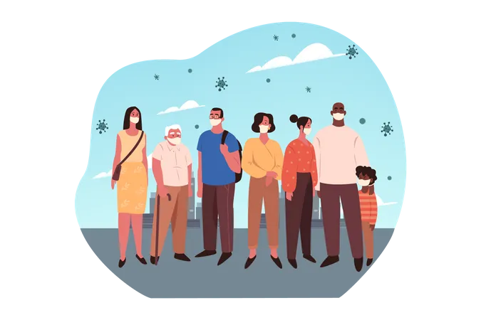 People wearing face mask  Illustration