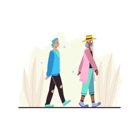 People wearing fashionable outfit  Illustration