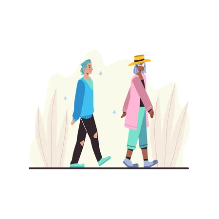 People wearing fashionable outfit  Illustration