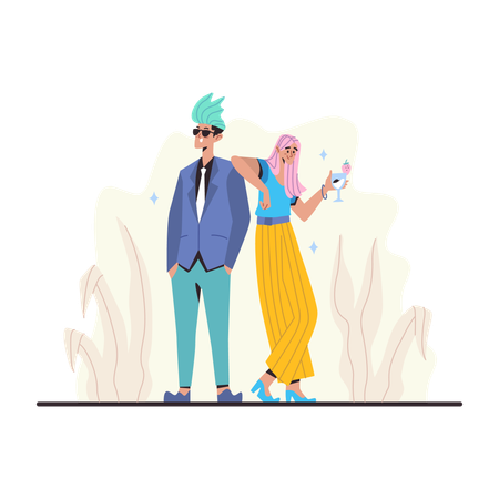 People wearing fashionable outfit  Illustration