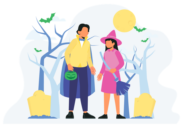 People Wearing halloween Costume  Illustration