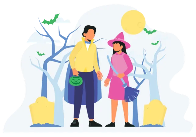 People Wearing halloween Costume  Illustration