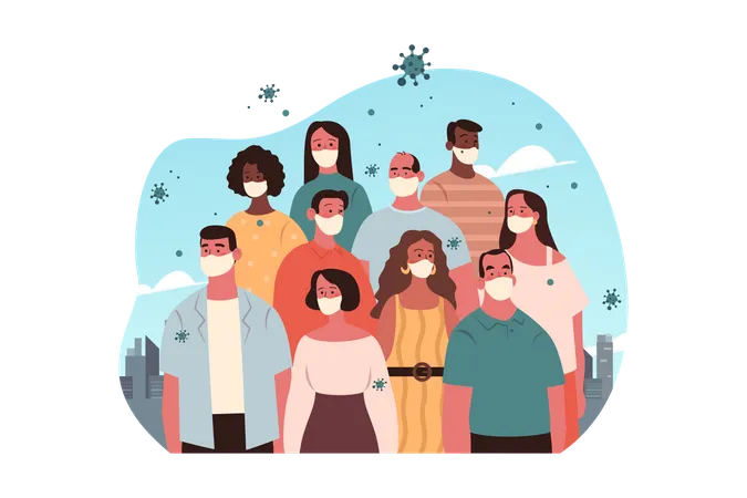 People wearing mask  Illustration