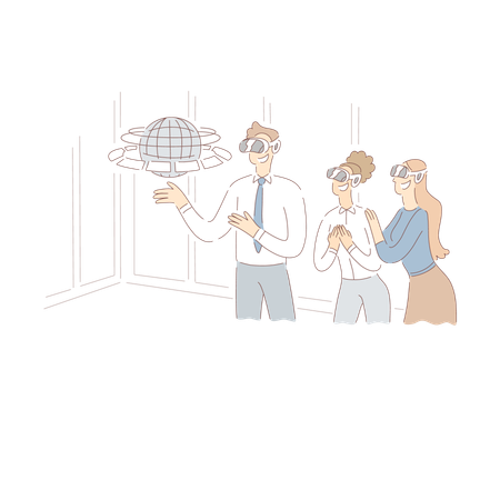 People Wearing Vr Headsets  Illustration