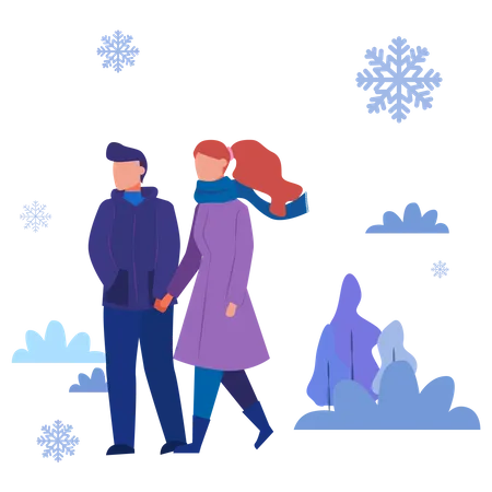 People wearing warm winter clothes  Illustration