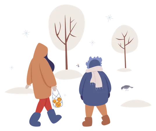 People wearing winter clothes  Illustration