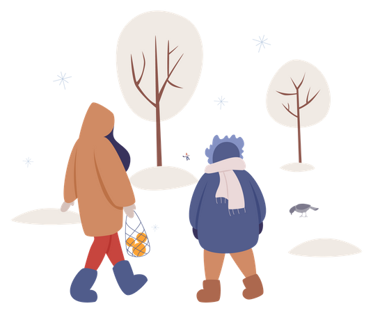 People wearing winter clothes  Illustration