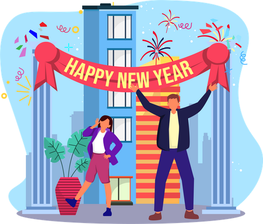 People Welcoming New Year 2023  Illustration