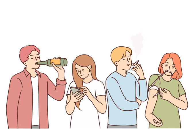 People with bad habits  Illustration