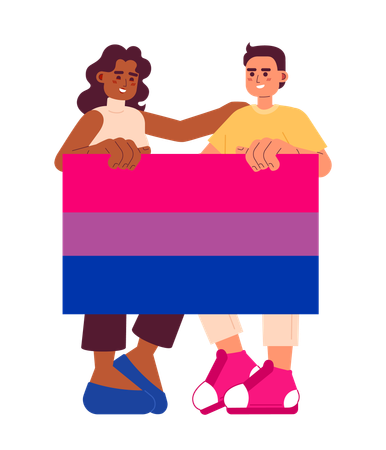 People with bisexual flag  Illustration