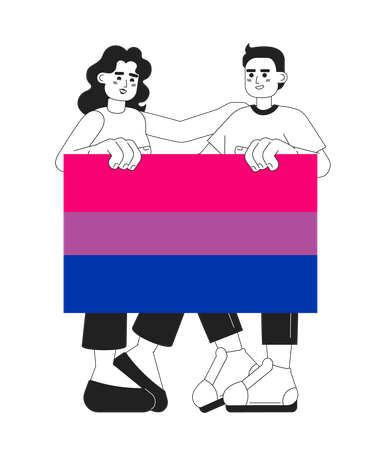 People with bisexual flag  Illustration