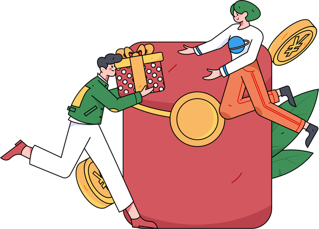 People with chinese envelope  Illustration