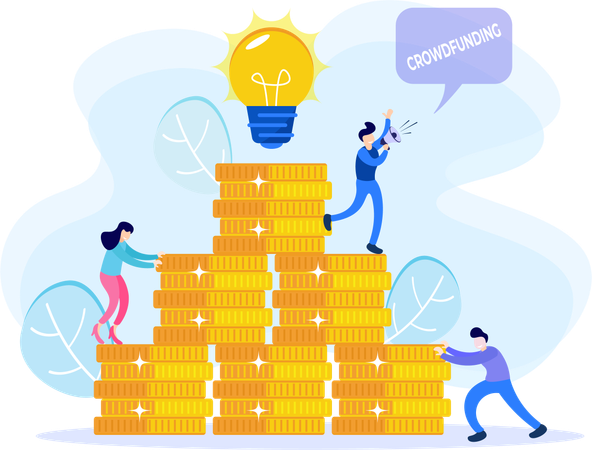People with crowd funding  Illustration