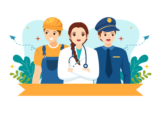 People with different professional skills  Illustration